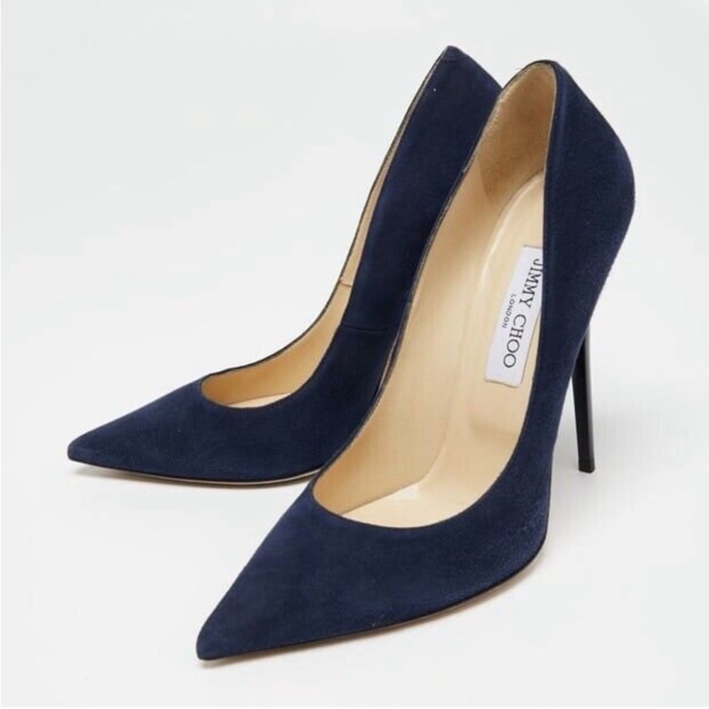 JIMMY CHOO Romy 100 Suede Pumps,
Navy Blue 38.5 - Picture 4 of 17